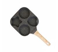 KiBcsLic Four-Cavity Frying Pan handleLook Handle Shape Egg Pan Hanging Hole Cookware, Black, Black Heart Star