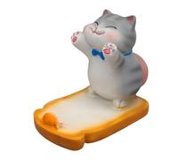 KiBcsLic Funny Animal Phone Holder,Resin Smartphone Bracket Universal Squeezable Butts Cellphone Stand Sensory Toy for Bedroom Kitchen, Gray Cat