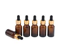 KiBcsLic Glass Bottles for Essential Oils - 6 Refillable Amber Bottle with Eye Dropper for Liquid Fragrance Vial Cosmetic Jar Canning, 20ml