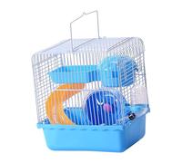 KiBcsLic Guinea Pig Cage, Travel Cage, Rat Cage, Gerbils, Carrying Bag, 23 X 17 X 26 Cm, for Temporary Accommodation with Wire Mesh, Blue