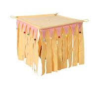 KiBcsLic Guinea Pig Hideout House Made of Soft, Four-Sided Tassel Decoration for Added Comfort, Mountable with Hooks, As A Resting Place And Hideout for, Yellow, S