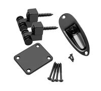 KiBcsLic Guitar And Bass Joint Neck Plate Electric Guitar Part Rectangle Thick with Screws Replacement Strengthen Metal Neckplate, black