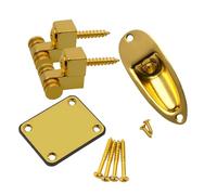 KiBcsLic Guitar And Bass Joint Neck Plate Electric Guitar Part Rectangle Thick with Screws Replacement Strengthen Metal Neckplate, gold
