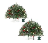 KiBcsLic Half Round Christmas Tree Weather-Resistant Design Christmas Yard Decoration Resistant Holiday Decor for Garden, Green, Double Stake S501-3