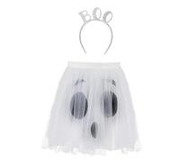 KiBcsLic Halloween Headband with Skirt for Kids, Cosplay Role Play Headband, White