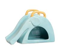 KiBcsLic Hamster Hideout, Hamster House, Cool Elephant Shape with Slider, Habitat for Rats, Gerbils, Small Pets, Training, Crawling, Blue