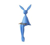 KiBcsLic Hare Statue with Book Minimalist Modern Sitting Bunny Decor Stylized Hare Decor Sculpture for Art Collectors, Bookshelf, Living Room, TV Cabinet, Blue, Small, 46cm