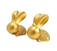 KiBcsLic Hare Statues Pair Textured Torso Golden Hare Figurines Tabletop Display Home Decor for Shelf