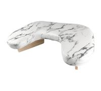 KiBcsLic Inclined Design Nail Hand Rest Pillow with PU Leather and Wooden Base Portable, Marble Pattern