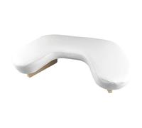 KiBcsLic Inclined Design Nail Hand Rest Pillow with PU Leather and Wooden Base Portable, White