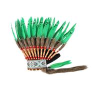 KiBcsLic Indian Feather Headdress Lightweight Native Headdress for Halloween, White Green