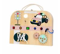 KiBcsLic Interactive Busy Board With Rounded Edges, Fine Motor Activity Board, Portable, for Travel, Home, Preschoolers,