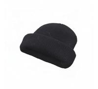KiBcsLic Knitted Doll Cap Mini Cuffed Stocking Cap Knit Headwear Soft ribbed cloth accessory for styling suitable for 17cm dolls 1/6 scale BJD dolls 1 , Black , Cuffed