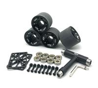 KiBcsLic Longboard Wheel Set Responsive Spring Skateboard Wheels and Bearings Wear Resistant Longboard Wheel Kit for surfing Skating, Street Riding, Black
