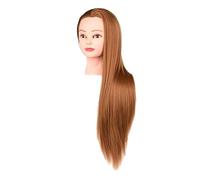KiBcsLic Mannequin Styling Mannequin Practice Doll Head with Smooth Synthetic Hair for Braiding And Cutting Suitable for Cosmetology School, Gold with Makeup