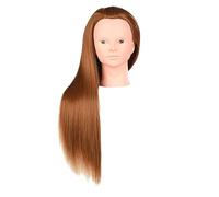 KiBcsLic Mannequin Styling Mannequin Practice Doll Head with Smooth Synthetic Hair for Braiding And Cutting Suitable for Cosmetology School, Gold without Makeup