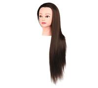 KiBcsLic Mannequin Styling Mannequin Practice Doll Head with Smooth Synthetic Hair for Braiding And Cutting Suitable for Cosmetology School, Brown with Makeup