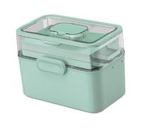 KiBcsLic Medicine Box Family First Aid Box Multipurpose Dustproof Table Organizer Clear Storage Container for Office Workplace Car, Green