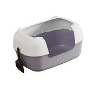 KiBcsLic Modern Cat Litter Box with Litter Tray And Container, Suitable As A Pet Toilet And Cleaning Basin with Hanger And Rim for Newborn Kittens, gray