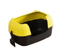 KiBcsLic Modern Cat Litter Box with Litter Tray And Container, Suitable As A Pet Toilet And Cleaning Basin with Hanger And Rim for Newborn Kittens, yellow and black