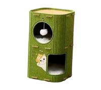 KiBcsLic Multi-Cat House with Covered Tunnel and Two Storey Design, Green