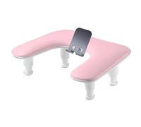 KiBcsLic Nail Arm Rest with Phone Holder Manicure Tool Professional U Shaped Nail Hand Rest Stand, Pink