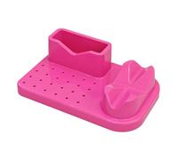 KiBcsLic Nail Art Polishing Sanding Organizer 20 Holes Bits Holder Manicure Tools Case Large Capacity Display Design, Rose Red
