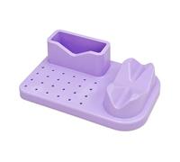 KiBcsLic Nail Art Polishing Sanding Organizer 20 Holes Bits Holder Manicure Tools Case Large Capacity Display Design, Purple