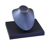 KiBcsLic Necklace Display Stand Necklace Bust Sturdy PU Leather for Show Collection Girl, Blue