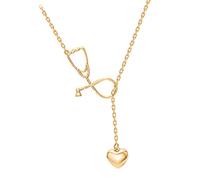 KiBcsLic Nurse Stethoscope Necklace for Nurses Week, Angel Nursing Themed Doctor Stethoscope Pendant Chain Graduation Nursing Gift, Gold