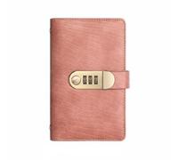 KiBcsLic Password Binder Organizer Wallet with Three Digit Lock and Inserts Faux Leather Cover for Expense Tracking and Receipt Storage Suitable for Office Desk and Home Bookkeeping, Pink