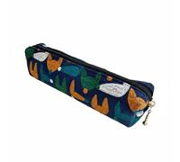 KiBcsLic Pencils Pouch Large Capacity Floral Stationery Bag Material Embroidered Cosmetic Bag for Girls, School, Little Fox