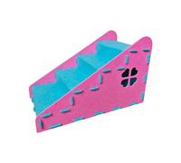 KiBcsLic Pet Staircase with Furry Soft-Padded Dog Ramp with Condo Scratch-Friendly Steps for Cats, Bedside, Living Room, Blue Pink