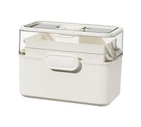 KiBcsLic Portable Medicine Box with Handle Desktop Organizer Multipurpose Family First Aid Box Sewing Supplies Container for Travel, White