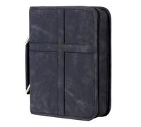 KiBcsLic PU Scripture Cover Holder Organized Interior Bible Carrying Case with Handle Great Gift Idea for Women, Men, Travel, Black