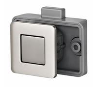 KiBcsLic Push Button Cabinet Lock Zinc Alloy Concealed Latch Flush Mount Square Drawer Security for Cupboard Doors RV Yacht Kitchen Suitable for Modern Furniture, Brushed