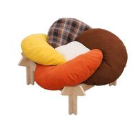 KiBcsLic Raised Feline Bed with Wood Cushioned Base & Breathable Petal Shaped Cat Cushion Sturdy Construction Modular Cat Cushion for Small Dogs, Flower Petal Cat Bed