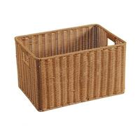 KiBcsLic Rectangular Woven Basket Light Brown Woven Container Basket Easy to Clean for Home Organization, Light Coffee 39x31x23cm