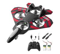 KiBcsLic Remote Control Glider Foam Model Aircraft Fighter Plane Outdoor Toy Shockproof Material with LED Lights Suitable for, Red with 2 Battery