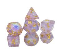 KiBcsLic Resin Game Dice Polyhedral Transparent Iridescent Style Resin Core Rounded Edges Sturdy Structure Suitable for Group Role Playing, Purple Glitter