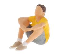 KiBcsLic Resin Tiny Sitting Squating People Figures Diorama 1:64 Scale Model Painted Miniture Scenes,High Degree of Delicacy, Hand-painted, Boy Yellow