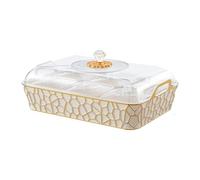KiBcsLic Serving Tray, Fruit Tray, Snack Bowl, Storage Container with Lid, Made of PP, As A Decorative Organizer for Dining Table, Office, Party, White Gold L