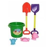 KiBcsLic Set Heart-Shaped Handle Kids Beach Play Set Colorful Design for Young Children, Sandbox, Outdoor, 089-34 6-Piece SET