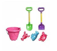 KiBcsLic Set Heart-Shaped Handle Kids Beach Play Set Colorful Design for Young Children, Sandbox, Outdoor, 89-38 6-Piece SET