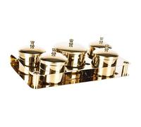 KiBcsLic Set of 5 Nail Cups with Lids, Design Tools, Metal, Acrylic, Liquid, Powder, for Nail Polish Remover, Nail Care Tools, Gold