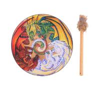 KiBcsLic Shamanic Drum, Hand Percussion Instrument, Wooden Drum, Siberian, Decorative Accessory, Suitable for Ceremonies And Festivals, 3 Dragon