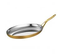 KiBcsLic Stainless Steel Serving Plate Reflective Oval Serving Plate Rust Resistant Stainless Steel Platter, Rose Gold, 40cm