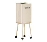 KiBcsLic Tall Waste Bin with Wheels, Open Access, Large Capacity, Multifunctional Bin for Kitchen And Living Room, beige