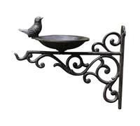 KiBcsLic Wall-Mounted Bird Bath with Hanging Bracket, Decorative Iron Bird Feeder, Sturdy Bird Bath Bowl, Easy Installation, Suitable for Garden, Balcony, Etc, 27x23.5cm