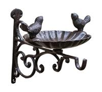 KiBcsLic Wall-Mounted Bird Bath with Hanging Bracket, Decorative Iron Bird Feeder, Sturdy Bird Bath Bowl, Easy Installation, Suitable for Garden, Balcony, Etc, 27x21.5cm